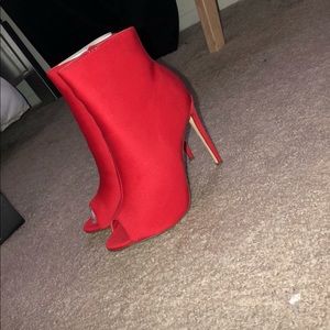 red stiletto bootie(s)